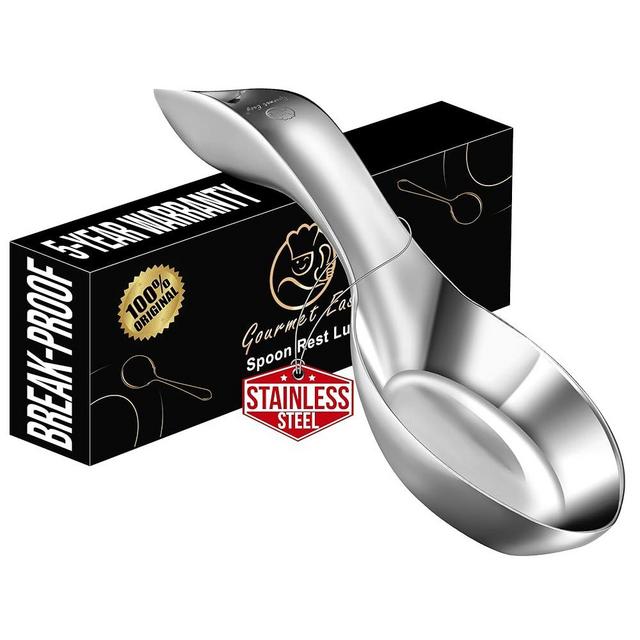 Break-Proof Kitchen Spoon Rest for Stove Top – Premium Stainless Steel Spoon Holder for Kitchen Counter – Mirror-Polished, Heavy-Duty with a Luxury Look – Dishwasher Safe & 5-Year Warranty