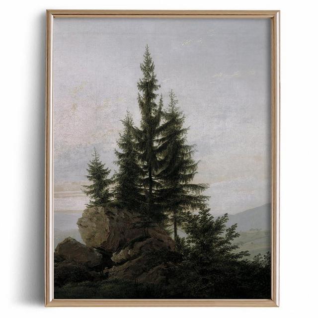 Farmhouse Landscape Forest Pictures Bedroom - Art Deco Wall Art for Kitchen - 11 x 14 Art Prints- Rustic Vintage Decor for Living Room - Antique French Poster - Green Forest Pine Tree Mountain Moody