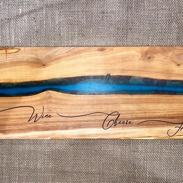Olive Wood Board with Resin, Custom Rustic...