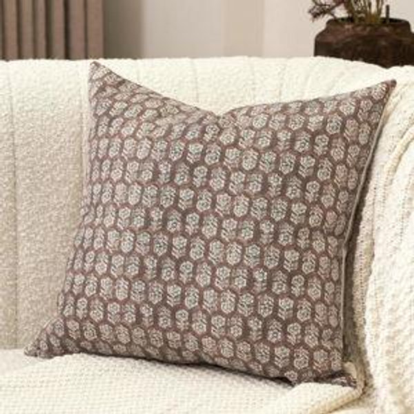 Amor Virisso Floral Pillow Covers 20x20 Farmhouse Neutral Decorative Pillow Covers for Couch Accent Sofa Pillows 1PC, Cognac Brown