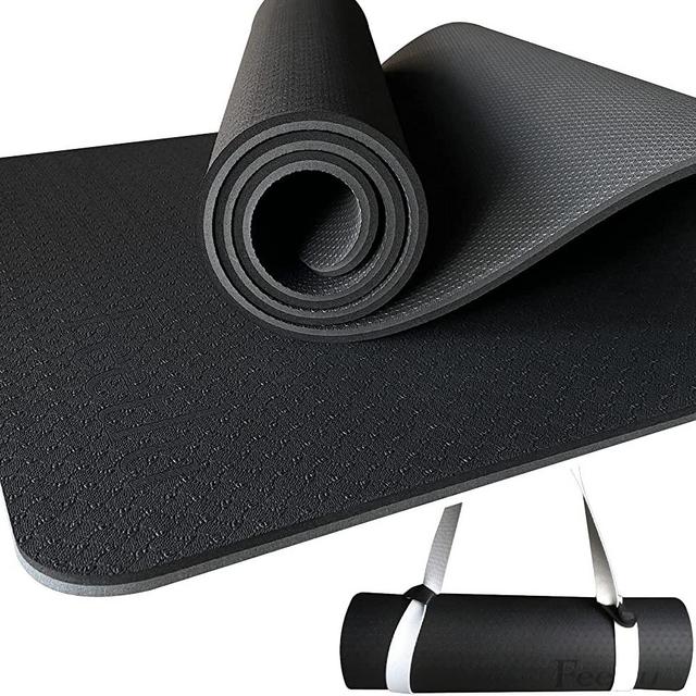 Feetlu Yoga Mat Thick with Strap, 2/5 Inch (10MM) - Extra Thick Yoga Mat Non Slip Workout Mat Double-Sided, Eco POE Yoga Mats for Women Men, Workout Mat for Yoga, Pilates, and Floor Exercises