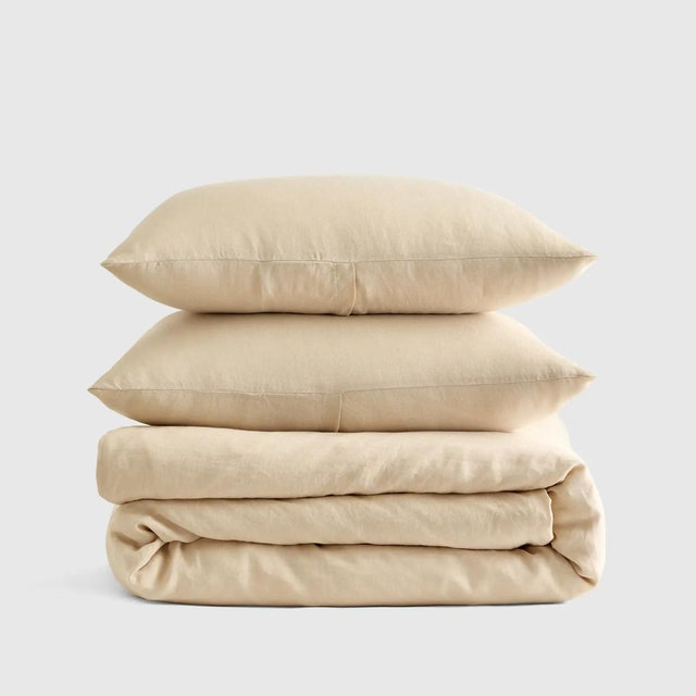 European Linen Duvet Cover Set - Full/Queen - Oat
