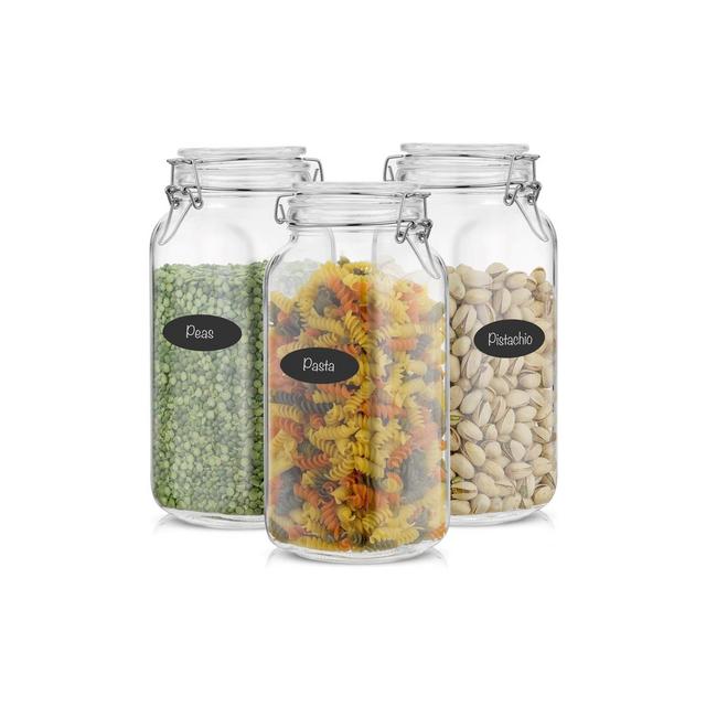 JoyJolt Airtight Glass Jars Storage Cannister with Silicone Seal Lids - Set of 3 - 78 oz.