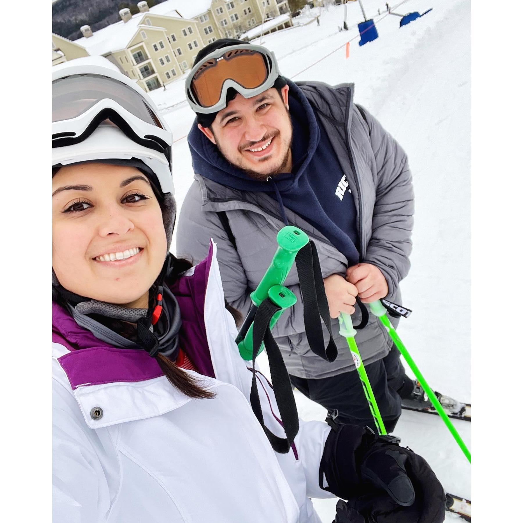 Steph's first time skiing - and no, Mike was NOT her instructor (we probably would not be getting married if he tried to teach her)😂😂