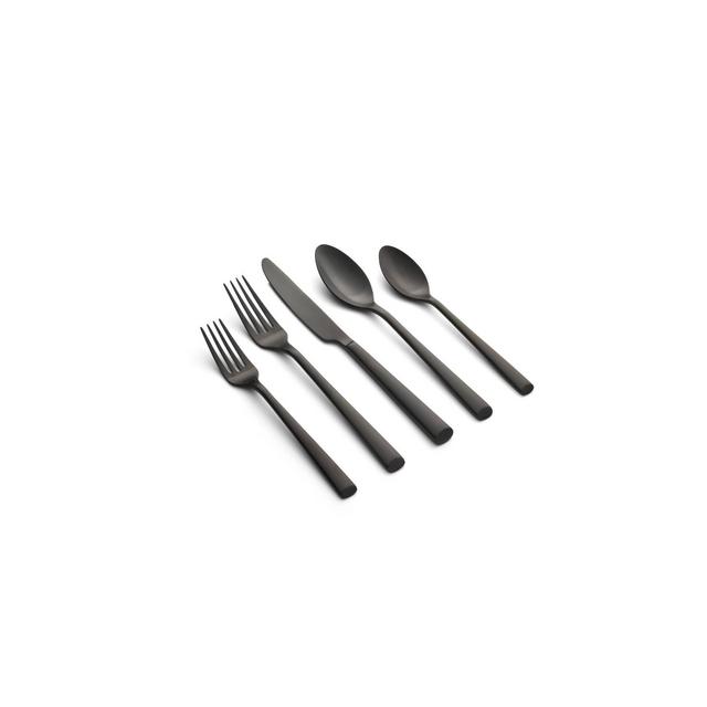 6pcs Matte Black Dinner Spoon Fork Knife Stainless Steel Satin