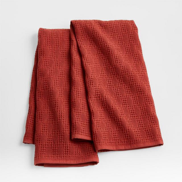 Diamond Piqué Brick Red Dish Towels, Set of 2