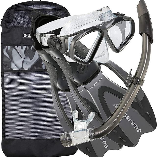 U.S. Divers Adult Cozumel Mask/Seabreeze II Snorkel/Proflex Fins/Gearbag