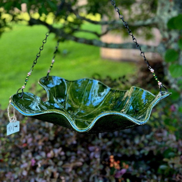 Handmade Bird bath Hanging Pottery Leaf Bird Bath/Feeder-Custom Made from Garden Leaves || Free Delivery