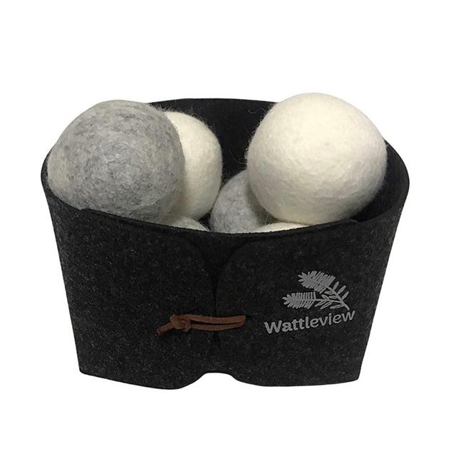 Wool Dryer Balls XL, Reusable Natural Laundry Organic Fabric Softener Dryer Balls 6 Pack + Basket, Reduces Wrinkles Save Drying Time Alternative to Plastic Balls, Dryer Sheets, New Zealand Wool