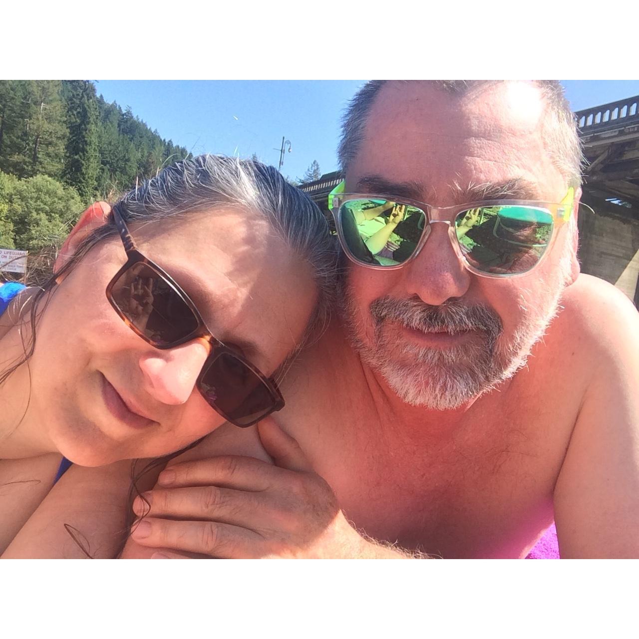 Having fun in the sun at the Russian River in Monte Rio about 3 miles from our home in Guerneville.