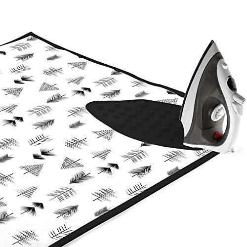 Encasa Homes Ironing Mat / Pad (Large 47 x 28 inch) with 3mm Padding & Silicone Iron Rest for Steam Pressing on Tabletop or Bed - Heat Resistant, Portable, Quilting & Travel Blanket - Black Arrow