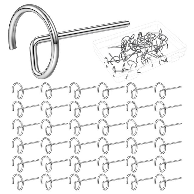 Solryne 36 Pcs 1.75 Inch Stainless Steel Skewers, Round Reusable BBQ Grill Pins - Mini Short Metal Skewers for Steak, Bacon, Cooking on Grill, Oven, Baking, Camping & Parties