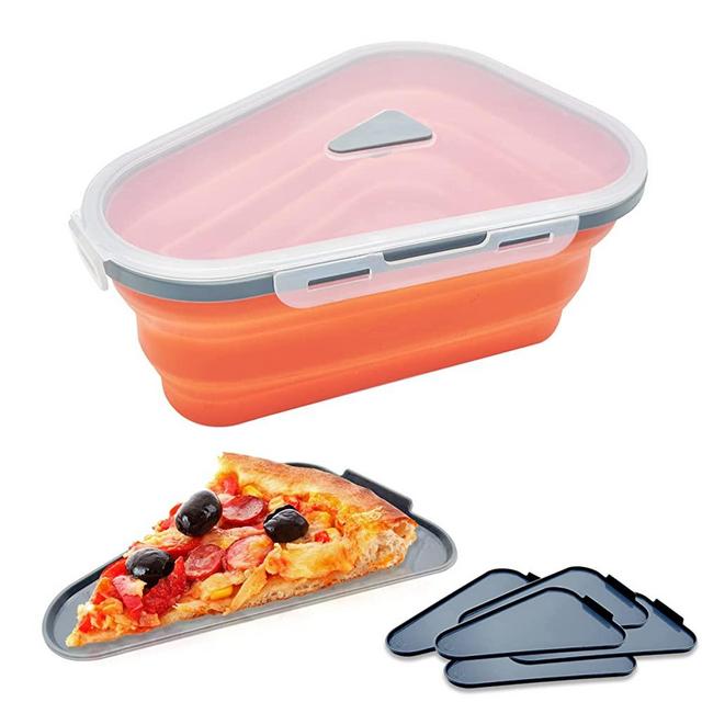 KING Pizza Storage Container Collapsible - Pizza Container Expandable  Silicone - Microwave & Dishwasher Safe - Pizza Saver Container - 5  Microwavable