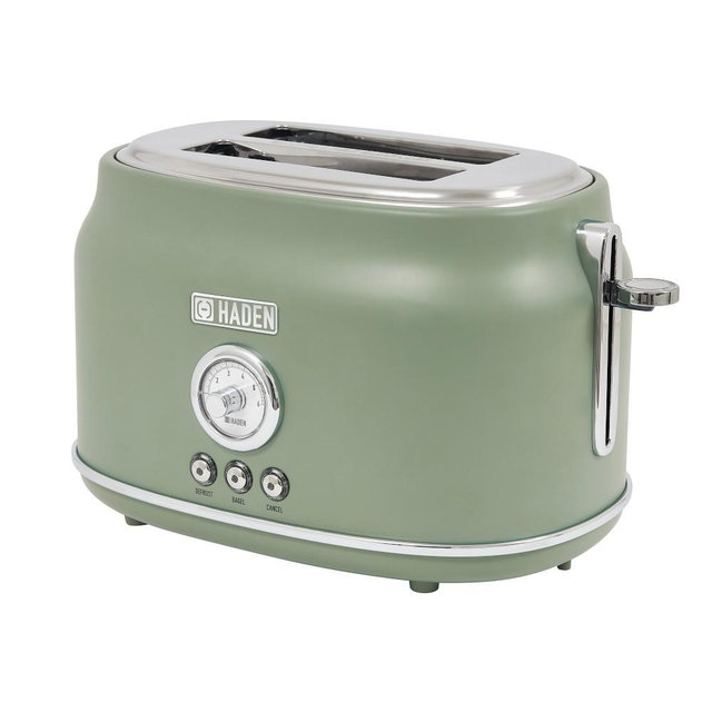 Haden Dorset 2-Slice Wide Slot Stainless-Steel Toaster, Cedar Green & Chrome