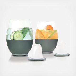 Dimple Self-Chilling Stemless Wine Glass, Set of 2