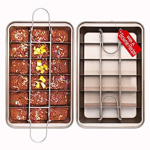 Non Stick Brownie Pans with Dividers, Diveded Brownie Pan, Make of High Carbon Steel,Size 12 x 8 x 2 inches