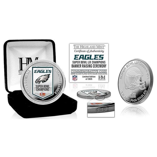 Highland Mint Philadelphia Eagles Super Bowl LIX Champions Banner Raising 39mm Silver Coin