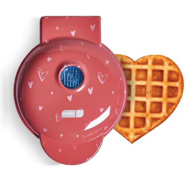 Dash Mini Waffle Maker, Printed Heart Red