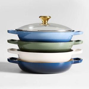 Le Creuset Thyme Enameled Cast Iron Braiser with Glass Lid - Crate & Barrel