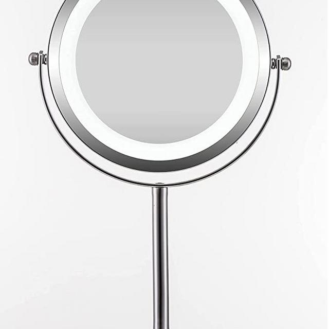 LED Makeup Mirror Two-Sided 1x/10x Magnification Double Sided Round Vanity Mirror,Table Top Vanity Mirror for Home Bathrom