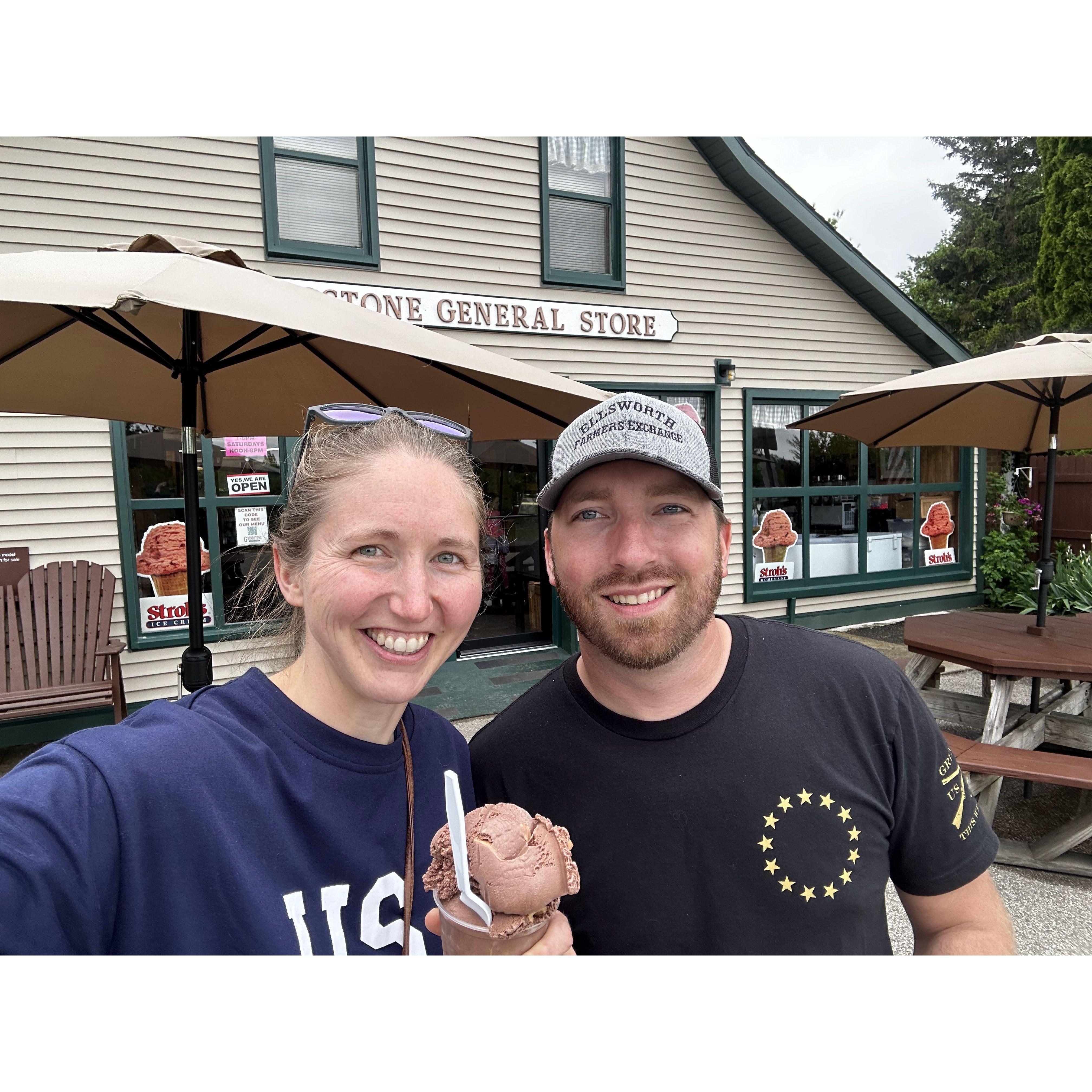 The best ice cream at the Grindstone General Store in Port Austin.