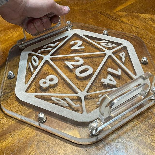 Custom D20 Clear Serving Tray D-20 Dice Die Personalize it!