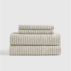 European Linen Stripe Sheet Set - Willowleaf/White Stripe, Queen