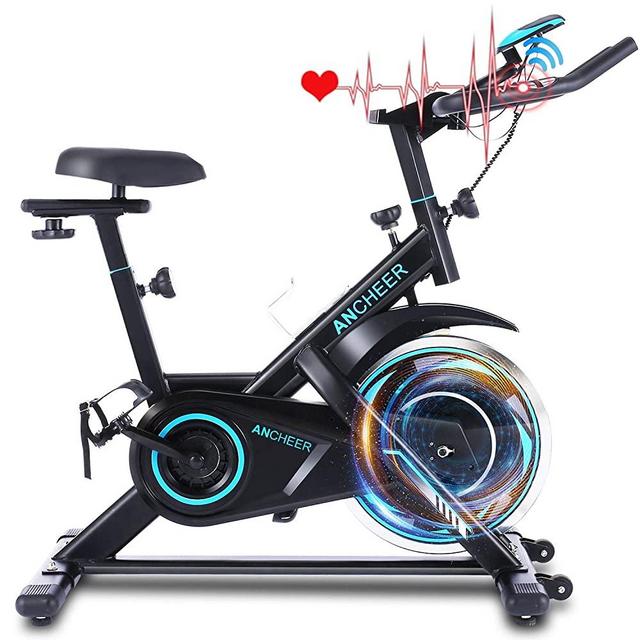 ANCHEER Exercise Bike Stationary, 40 Lbs Weight Capacity- Indoor Cycling Bike with Tablet Holder and LCD Monitor for Home Workout