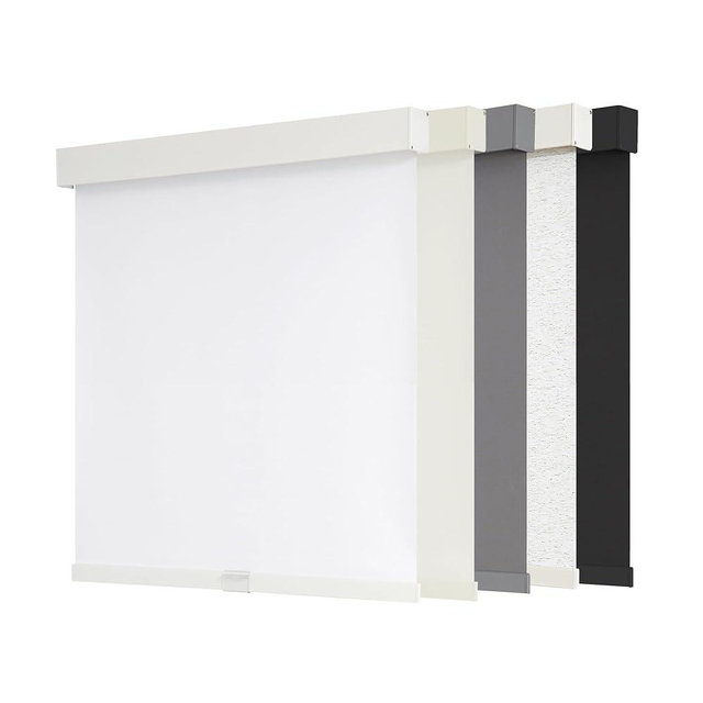 AOSKY Blackout Roller Shades Cordless Blinds for Windows, Free-Stop Shades with Valance, Thermal Insulated Fabric, UV Protection, Natural Woven Blinds for Home and Office (64" W x 72" H, White)