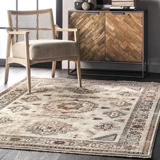 Carolina Fading Tribal Medallion Fringe Area Rug