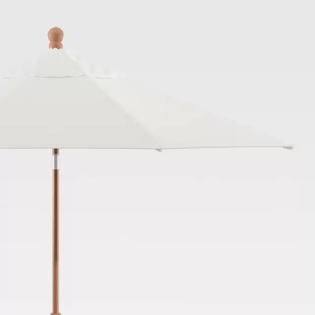 9' Round Sunbrella ® White Sand Patio Umbrella with Tilt Faux Wood Frame