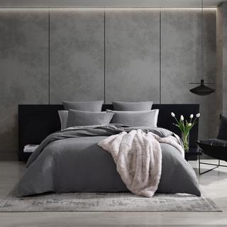 Solid Textured Pleats 3-Piece Duvet Cover Set