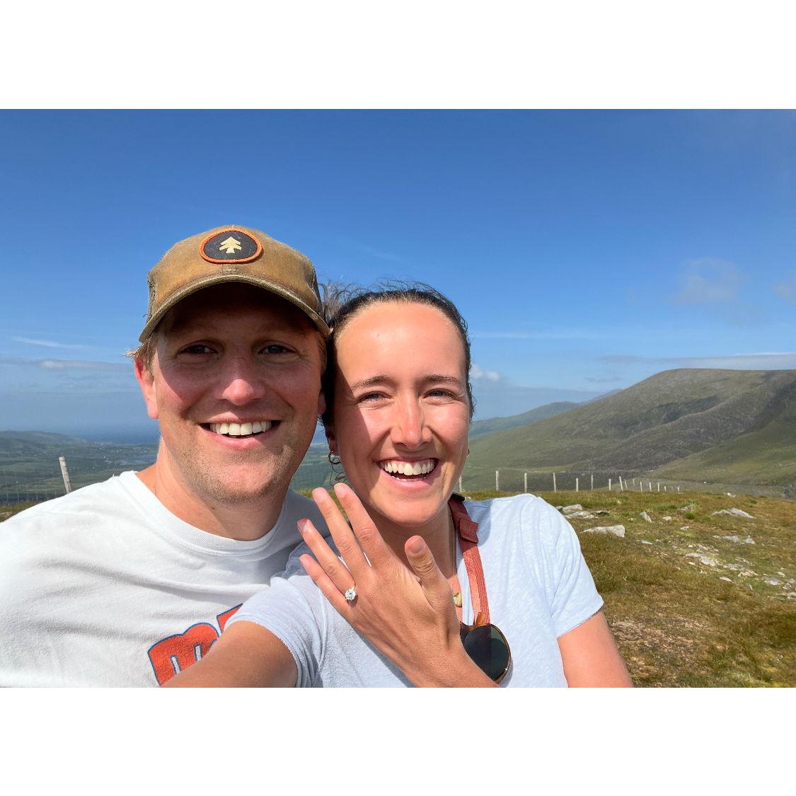 Moments after Ellie said yes on the top of Conor Pass in Ireland!!