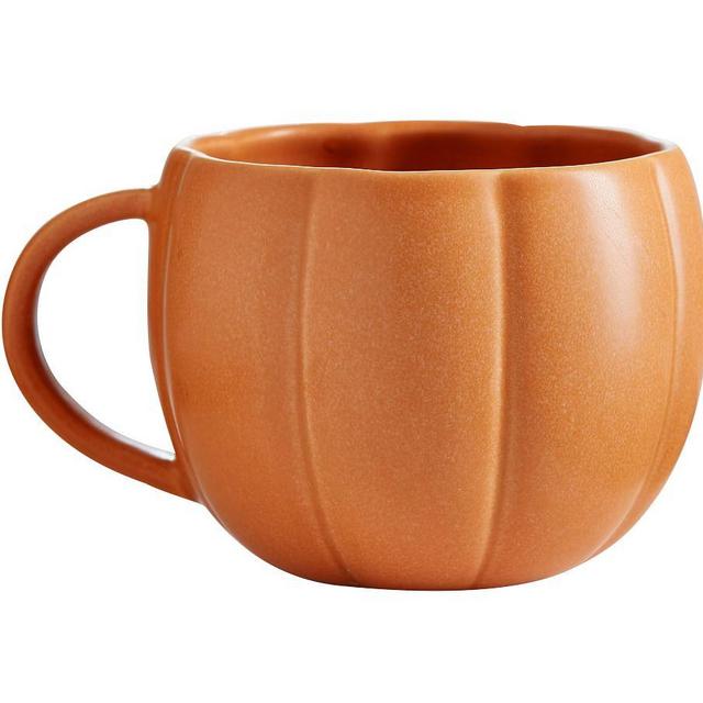 Pumpkin Shaped Stoneware Mug - Orange