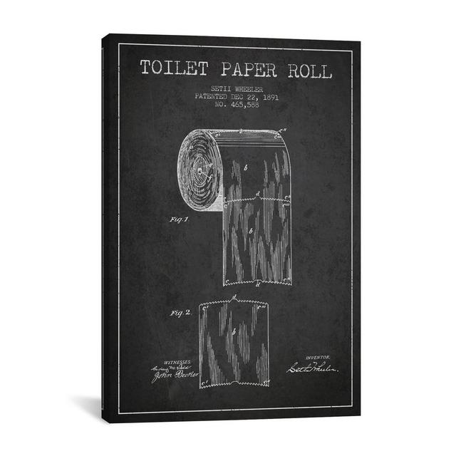 26" x 18" Toilet Paper Patent Blueprint by Aged Pixel Unframed Wall Canvas Print Charcoal Heather - iCanvas