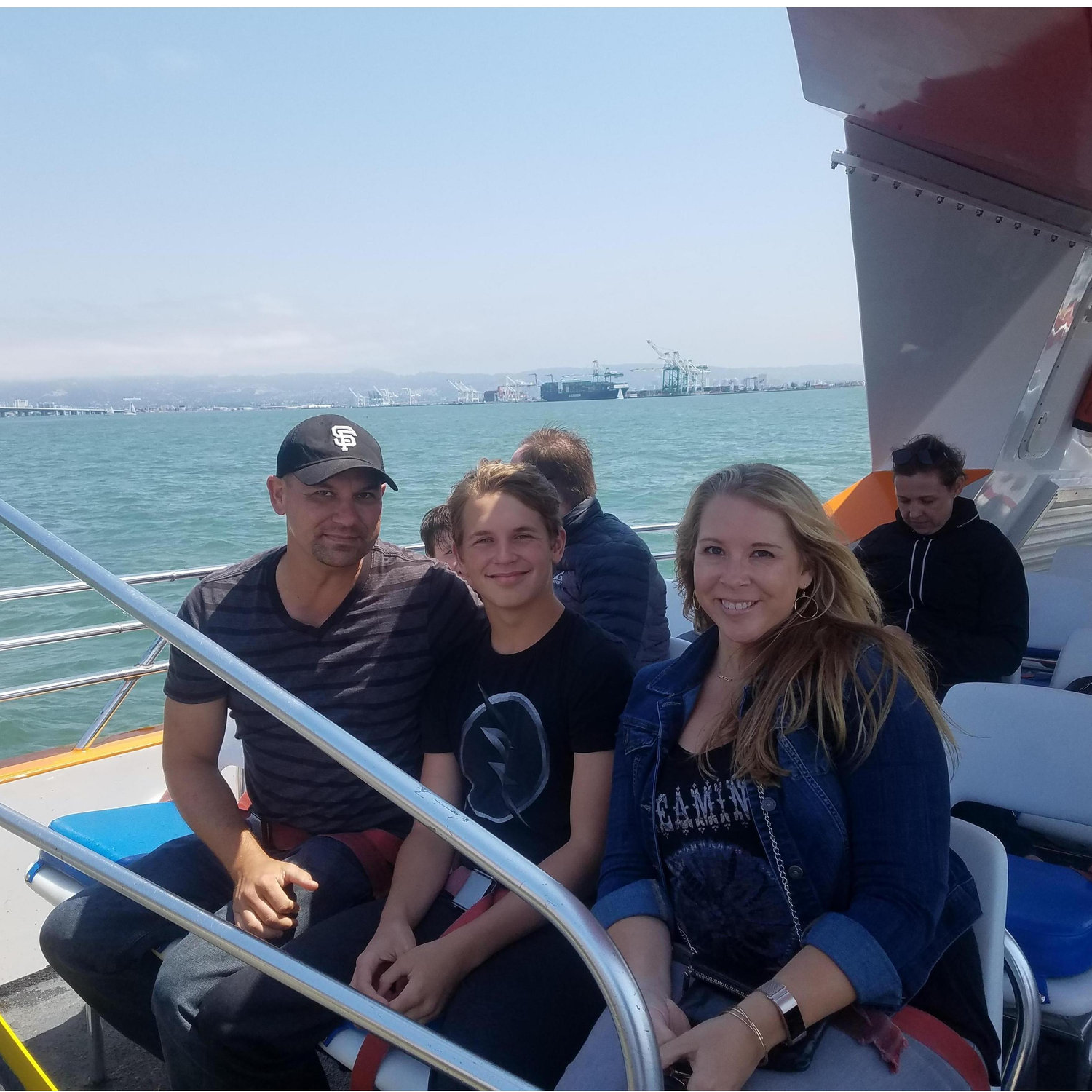 Exploring the SF Bay on a speed boat. Before getting SOAKED by the wake!