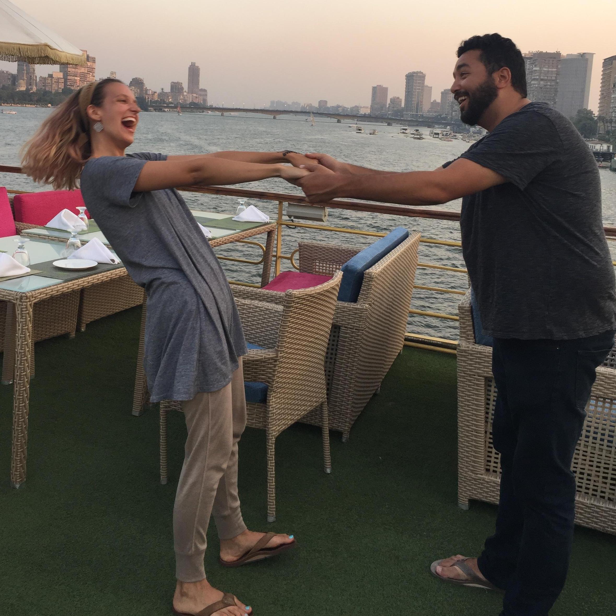 Celebrating Hany's birthday on the Nile River