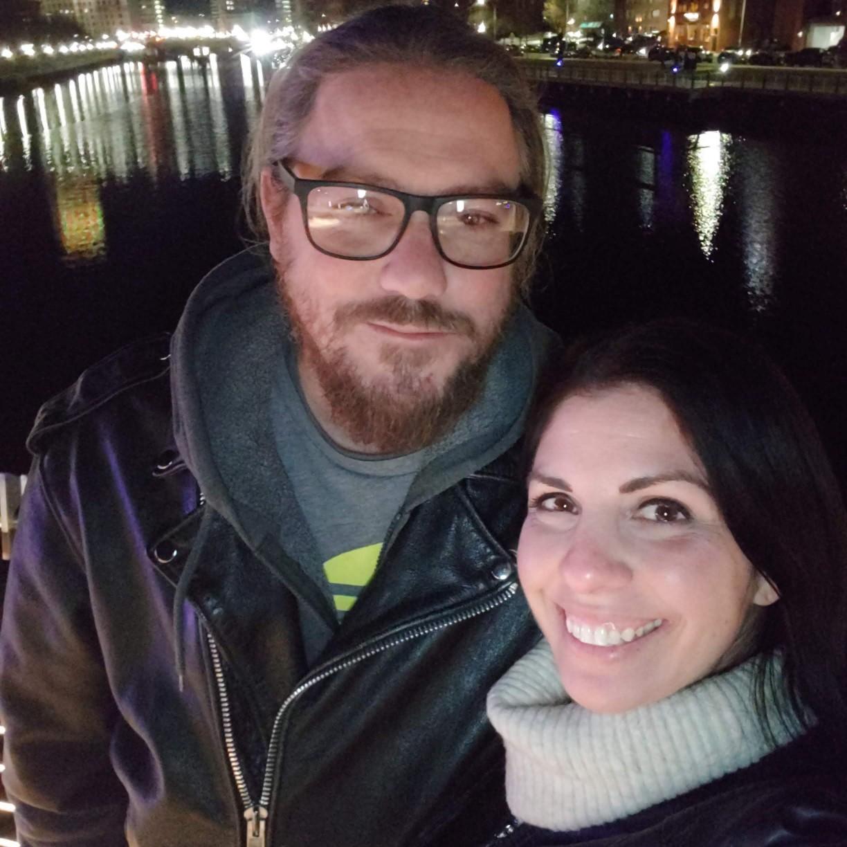 Our first date - taking a walk on the Providence pedestrian bridge!