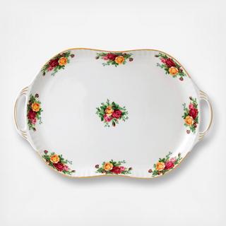 Old Country Roses Handled Serving Platter