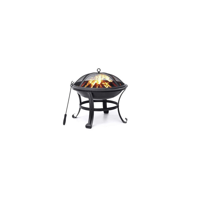 SINGLYFIRE 22 Inch Fire Pit Stainless Steel Round Outdoor Wood Burning Fire Bowl Black