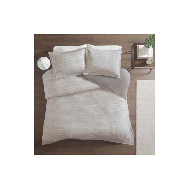 Full/Queen 3pc Spacedye Cotton Jersey Duvet Cover Set Gray