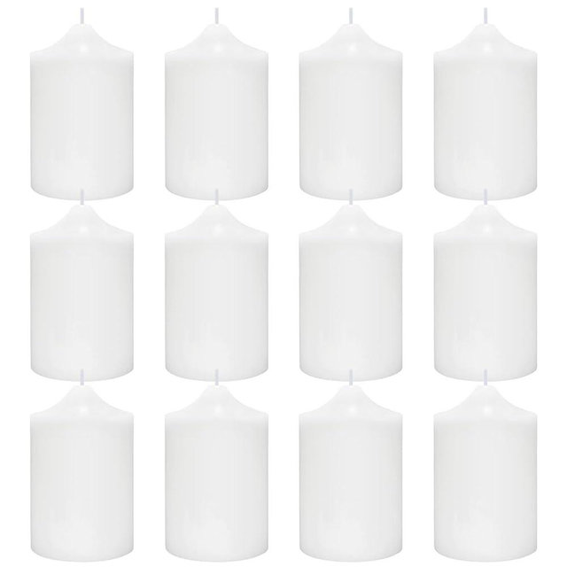 12 Pack 2x3 Inch White Pillar Candles, Unscented Column Candles for Home Restaurants Spa Church Weddings, Smokeless Dripless and Clean Burning Emergency Candle