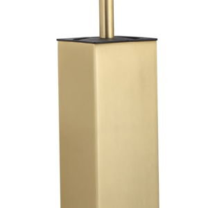 BGL Standing Toilet Brush and Holder Brushed Gold Aluminium Toilet Bowl Cleaner Brush and Holder for Bathroom Storage and Organization, Square Design Sturdy and Space Saving