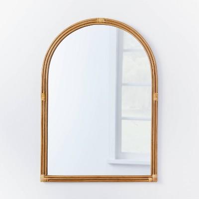 24" x 34" Rattan Arched Wall Mirror