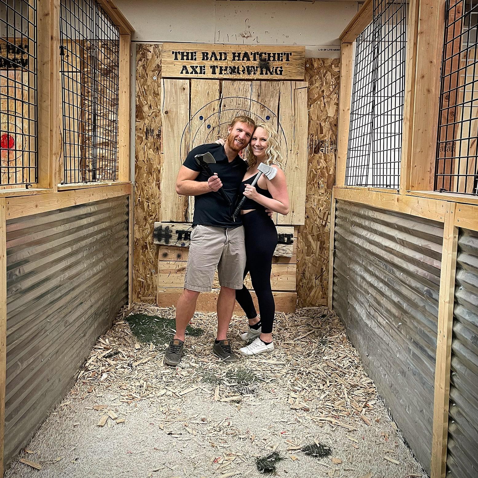 Sean's first time axe throwing! (Elise still only won 1 game)