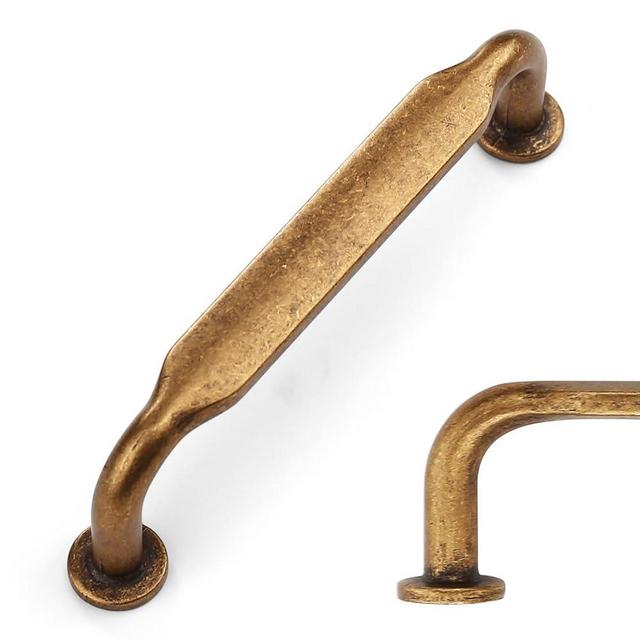 Amerdeco 10 Pack Antique Brass Cabinet Pulls 3-3/4 Inch(96mm) Hole Centers Kitchen Cabinet Handles Solid Zinc Alloy Cabinet Hardware Drawer Pulls ZH0051