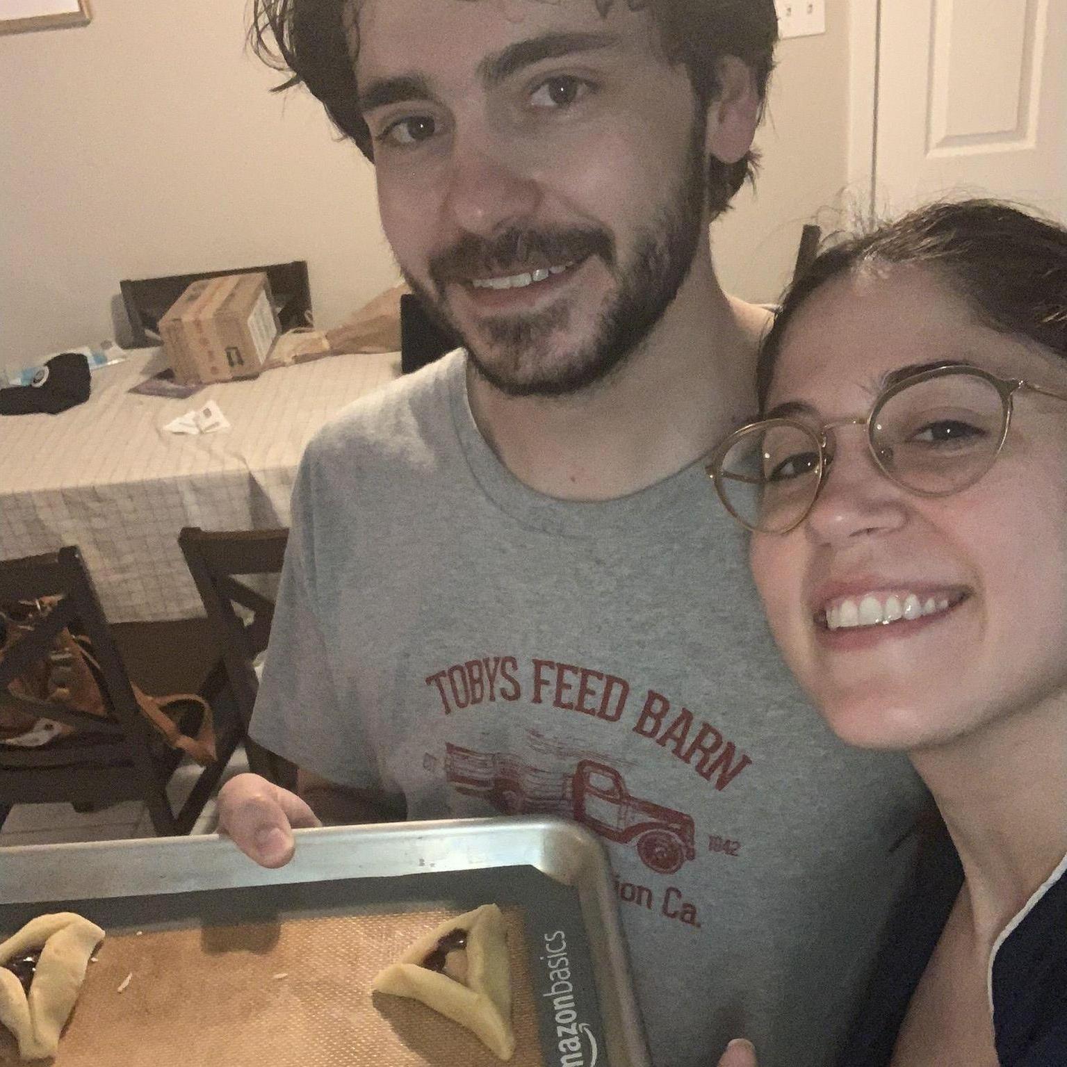 Showing off our hamentaschen in a pic Taylor most def told Jasper would only be seen by her mother (sorry!) (March 2024)