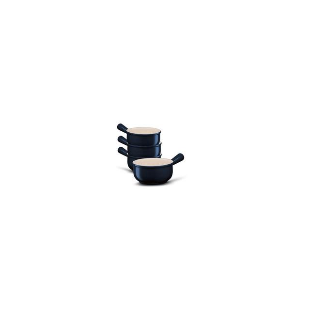 Kook French Onion Soup Crocks, Ceramic Bowls, 18 oz, Set of 4, Navy Blue