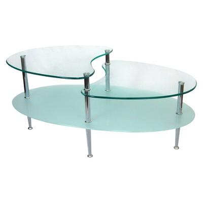 Glass Oval Living Room Metal Coffee Table - Saracina Home