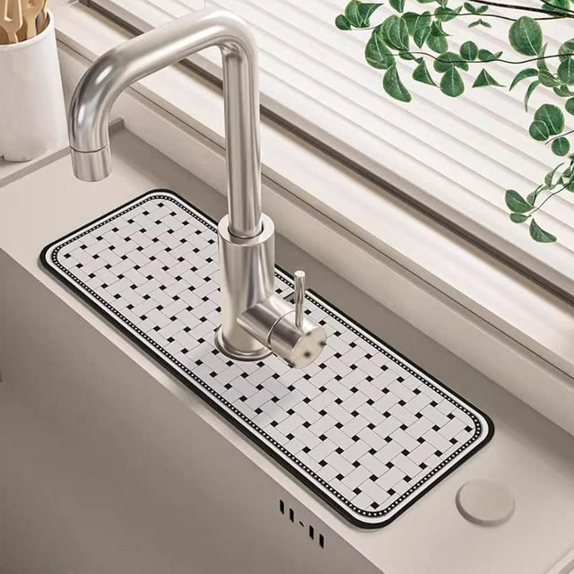 Fantasy Style Faucet Draining Mat, Self Absorbent Draining Mat for Kitchen Counter, Faucet Splash Catcher Countertop Absorbent Sink Protectors, for Bathroom & Kitchen